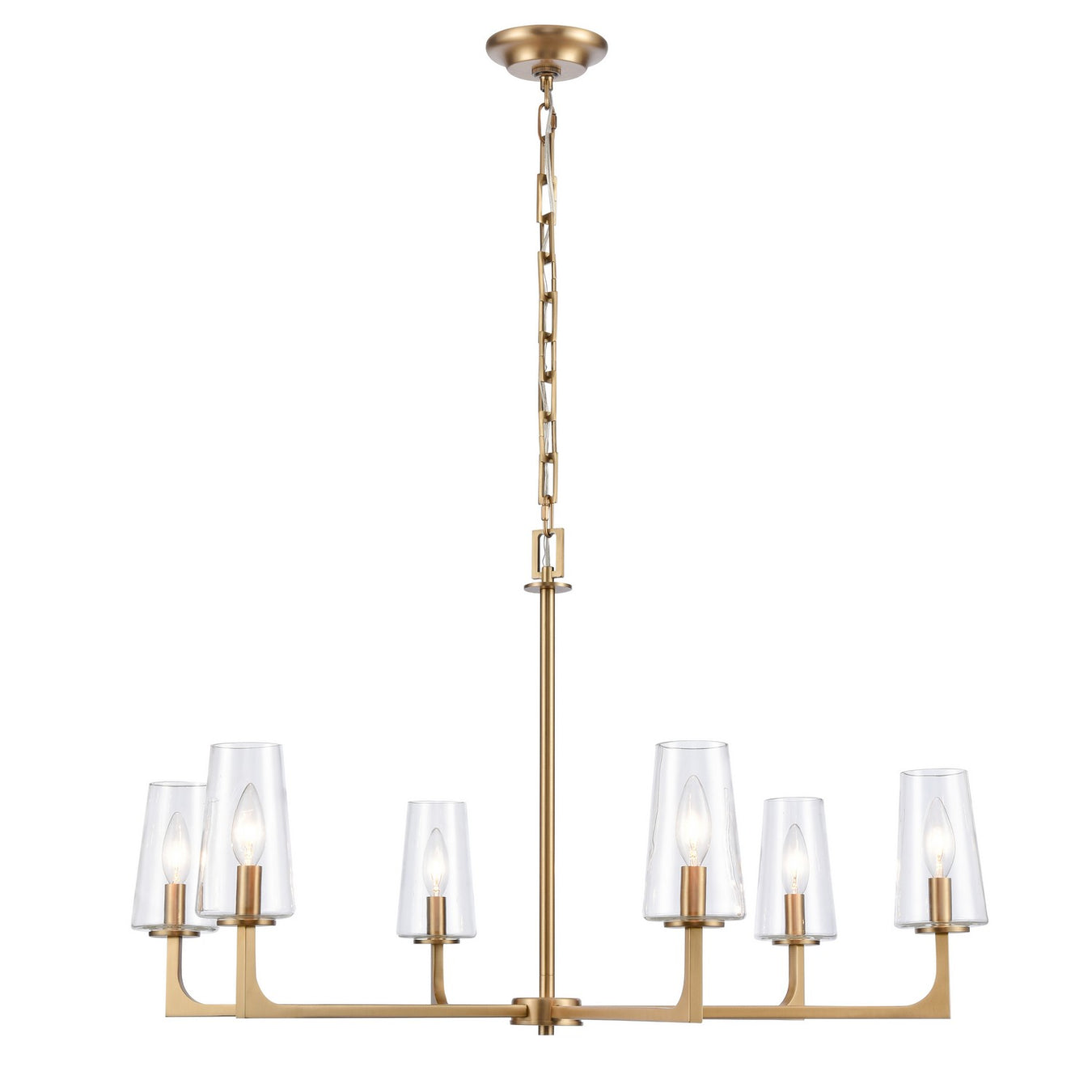 Fitzroy Six Light Chandelier in Lacquered Brass