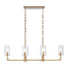 Fitzroy Six Light Linear Chandelier in Lacquered Brass