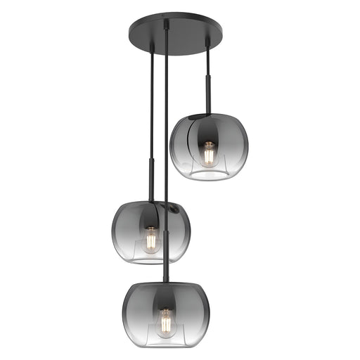 Samar Three Light Chandelier in Black/Smoked|Brushed Gold/Copper|Chrome/Opal Glass