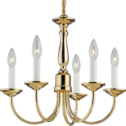 Five Light 5-Light Chandelier in Polished Brass