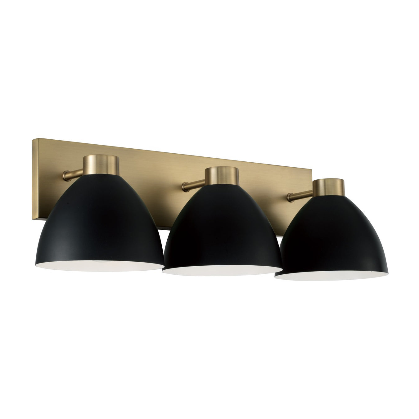 Ross Three Light Vanity in Aged Brass and Black