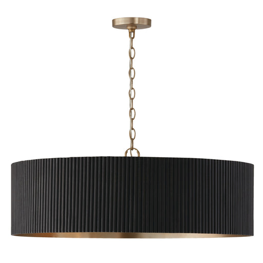 Donovan Four Light Chandelier in Black Stain and Matte Brass