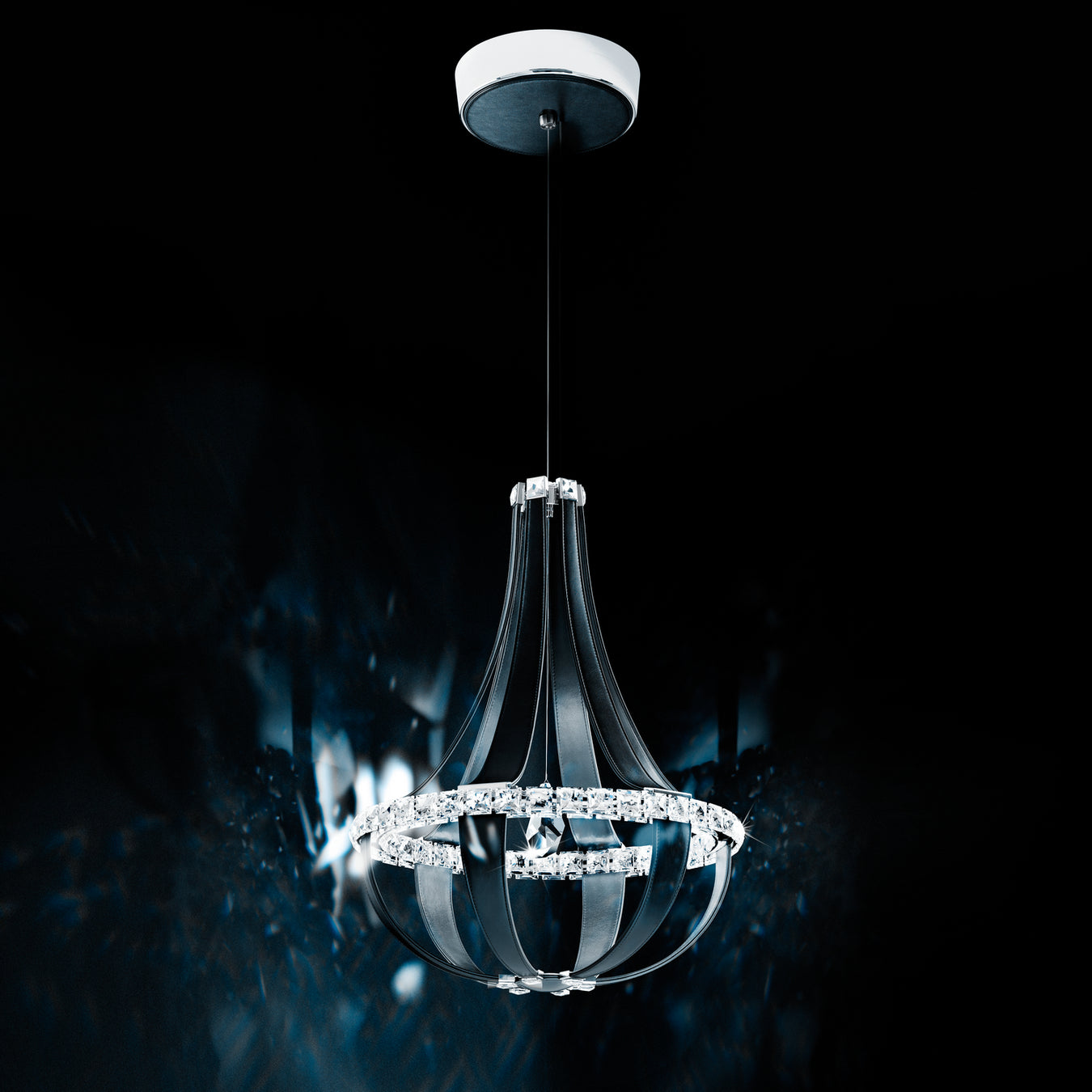 Swarovski Lighting (SCE110DN-LW1S) Crystal Empire LED Pendant in White Pass with Clear Swarovski Crystals