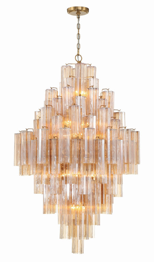 Addis 20 Light Chandelier in Aged Brass with Amber Glass by Crystorama - MPN ADD-319-AG-AM