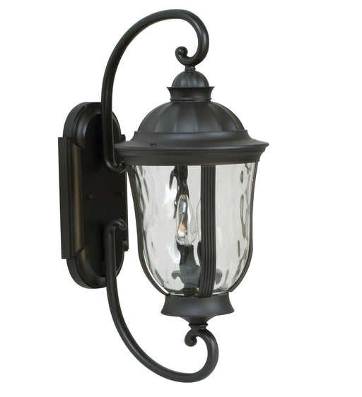 Frances 2-Light Wall Lantern in Oiled Bronze Outdoor with Clear Hammered Glass