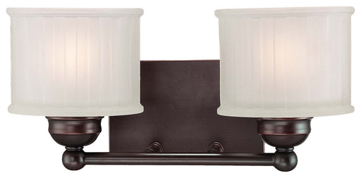 1730 Series 2-Light Bath Vanity in Lathan Bronze & Etched - Box Pleat Glass
