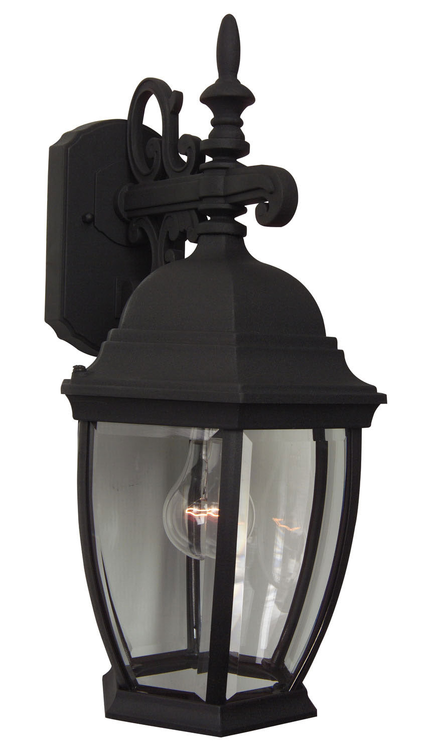 Bent Glass 1-Light Wall Lantern in Textured Matte Black