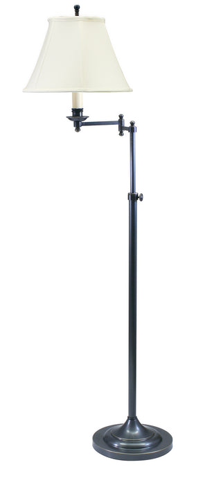 Club Adjustable Oil Rubbed Bronze Floor Lamp with Off-White Linen Softback Shade
