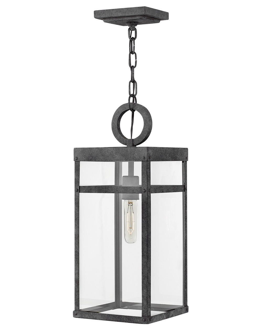 Porter Medium Hanging Lantern in Aged Zinc
