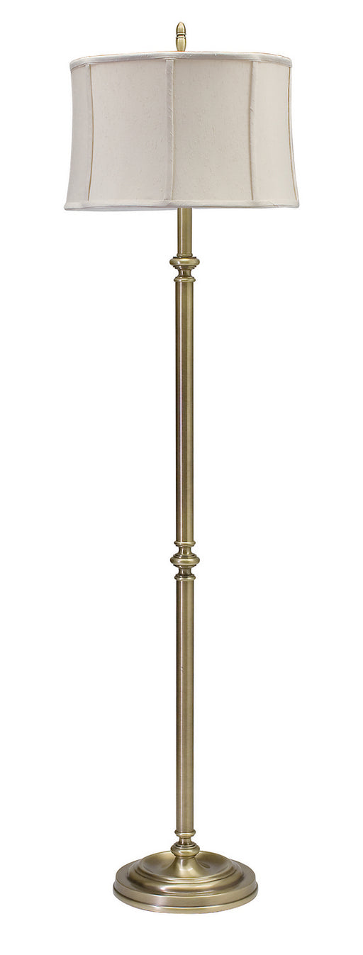 Coach 61 Inch Antique Brass Floor Lamp with Off-White Linen Softback Shade