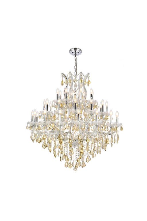 Maria Theresa 37-Light Chandelier in Chrome with Golden Teak (Smoky) Royal Cut Crystal