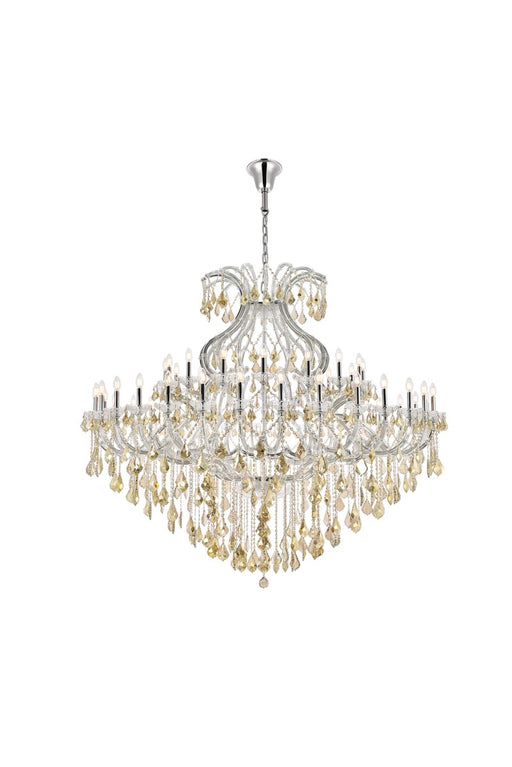 Maria Theresa 49-Light Chandelier in Chrome with Golden Teak (Smoky) Royal Cut Crystal