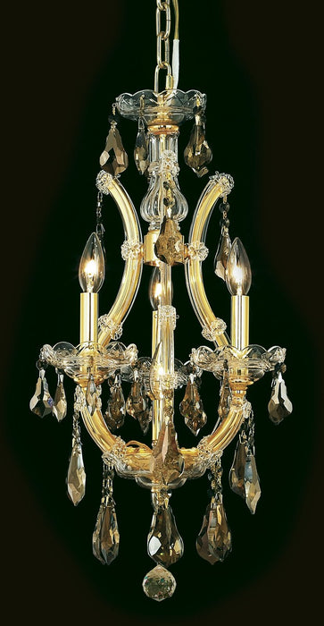 Maria Theresa 4-Light Chandelier in Gold with Golden Teak (Smoky) Royal Cut Crystal