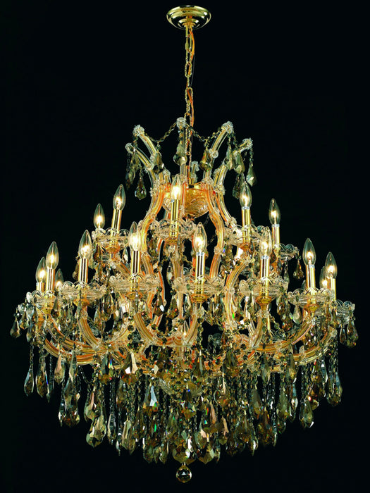 Maria Theresa 24-Light Chandelier in Gold with Golden Teak (Smoky) Royal Cut Crystal