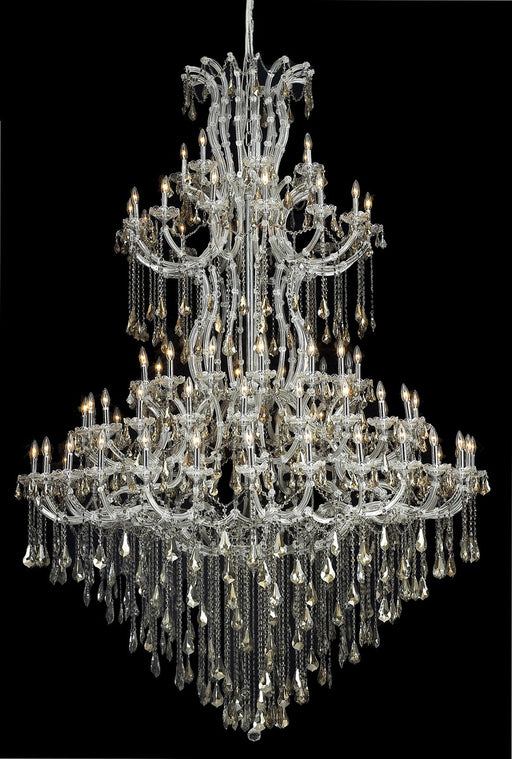 Maria Theresa 85-Light Chandelier in Chrome with Golden Teak (Smoky) Royal Cut Crystal