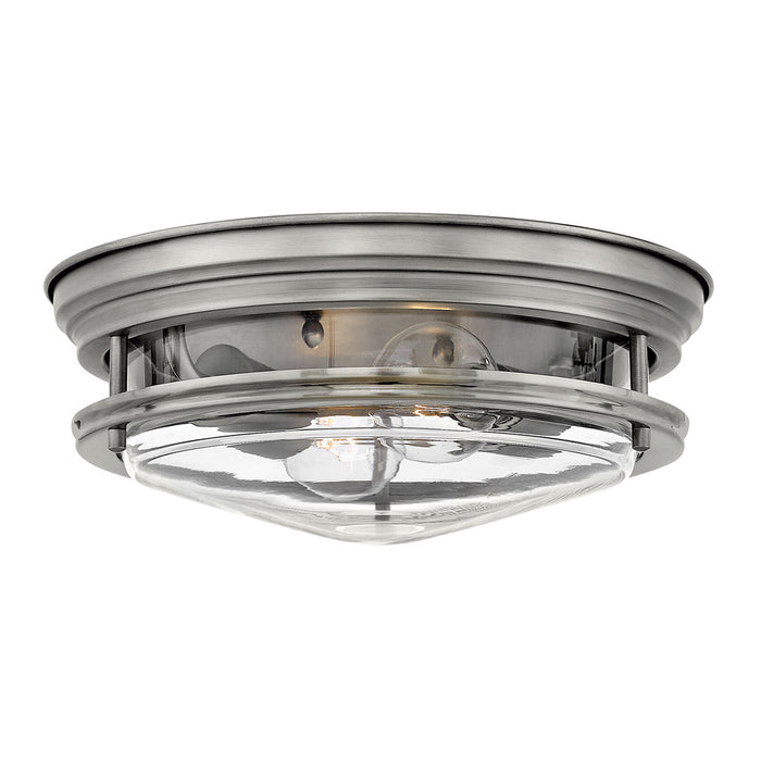 Hadley Medium Flush Mount in Antique Nickel with Clear glass