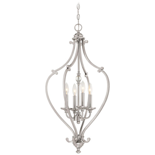 Savannah Row 4-Light Chandelier in Brushed Nickel & Clear Glass - Lamps Expo