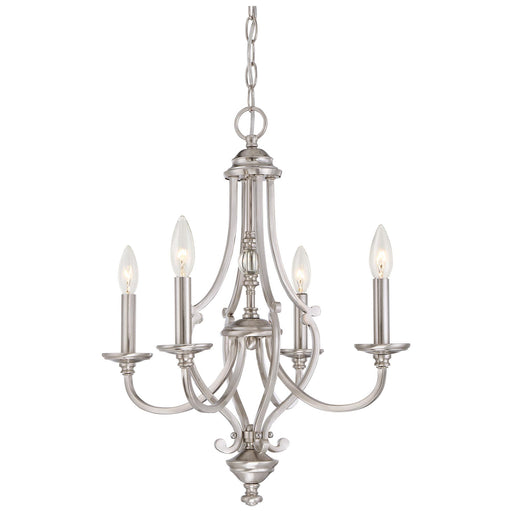 Savannah Row 4-Light Chandelier in Brushed Nickel & Clear Glass - Lamps Expo