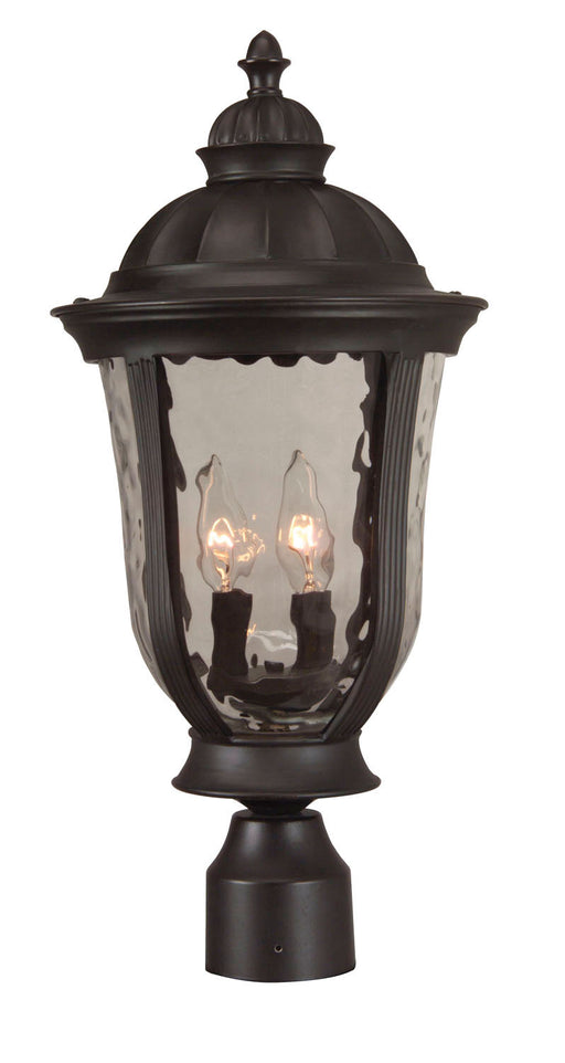 Frances 3-Light Post Mount in Oiled Bronze Outdoor with Clear Hammered Glass