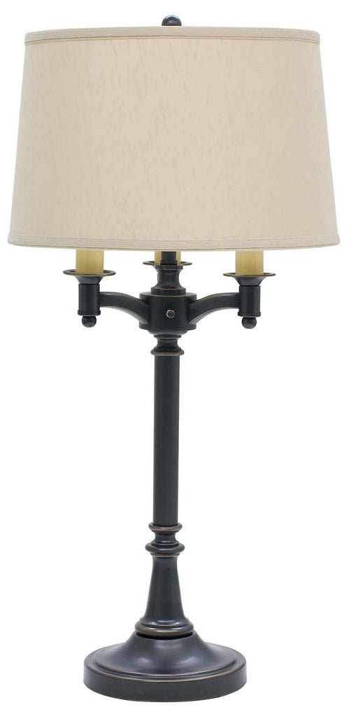 Lancaster 31.75 Inch Oil rubbed Bronze Six Way Table Lamp with Off-White Linen Hardback