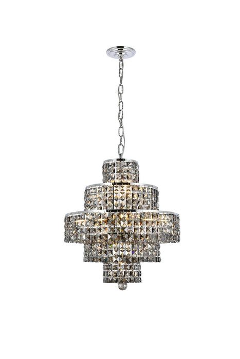 Maxime 13-Light Chandelier in Chrome with Silver Shade (Grey) Royal Cut Crystal