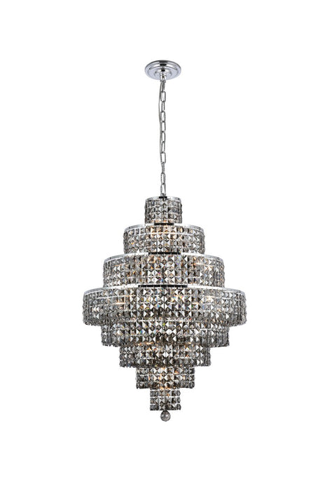 Maxime 18-Light Chandelier in Chrome with Silver Shade (Grey) Royal Cut Crystal
