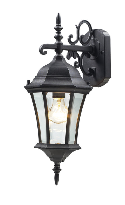 Wakefield 1 Light Outdoor Wall Light in Black with Clear Beveled Glass