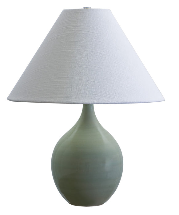 Scatchard 19 Inch Stoneware Accent Lamp in Celadon with Cream Linen Hardback