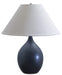Scatchard 22.5 Inch Stoneware Table Lamp in Black Matte with Cream Linen Hardback