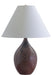 Scatchard 28 Inch Stoneware Table Lamp in Decorated Red Gloss with Cream Linen Hardback