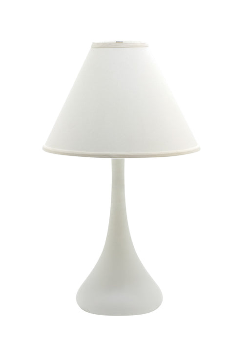 Scatchard 26 Inch Stoneware Table Lamp In White Matte with Cream Linen Hardback