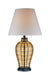 Abeilles Table Lamp in Black with-Light Amber Glass Body Linen Shade, A 100W