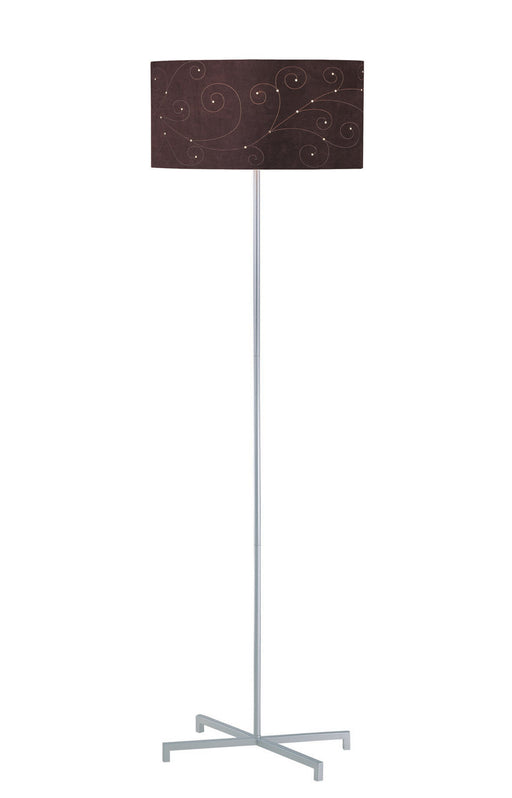 Hemsk Floor Lamp in Silver Coffee Brown Laser Cut Shade, E27, CFL 25 with 3-Way