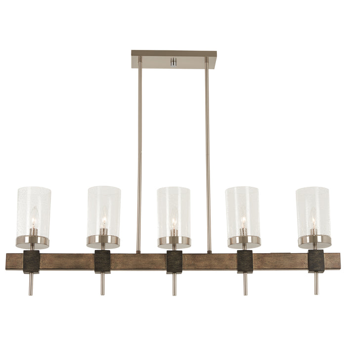 Bridlewood 5-Light Island in Stone Grey with Brushed Nickel & Clear Seedy Glass - Lamps Expo