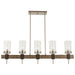 Bridlewood 5-Light Island in Stone Grey with Brushed Nickel & Clear Seedy Glass - Lamps Expo