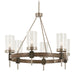 Bridlewood 6-Light Chandelier in Stone Grey with Brushed Nickel & Clear Seedy Glass - Lamps Expo