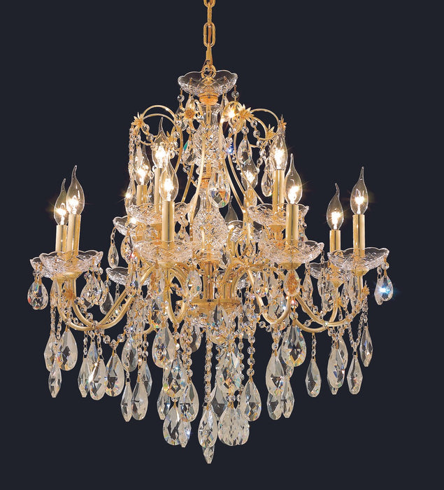 St. Francis 12-Light Chandelier in Gold with Clear Royal Cut Crystal