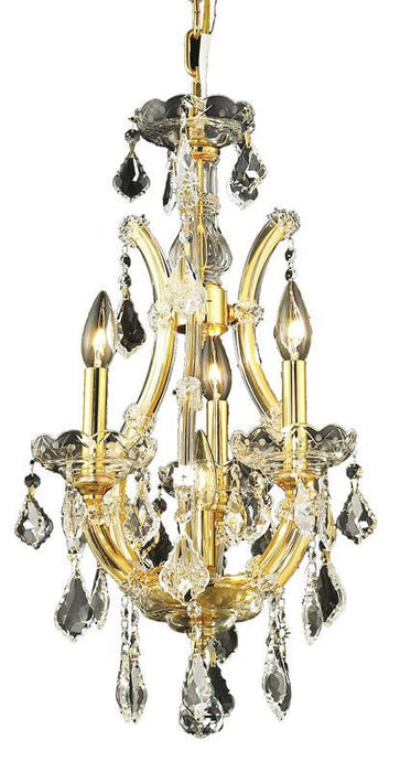 Maria Theresa 4-Light Pendant in Gold with Clear Royal Cut Crystal