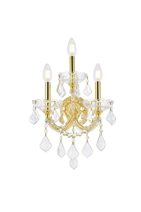 Maria Theresa 3-Light Wall Sconce in Gold with Clear Royal Cut Crystal