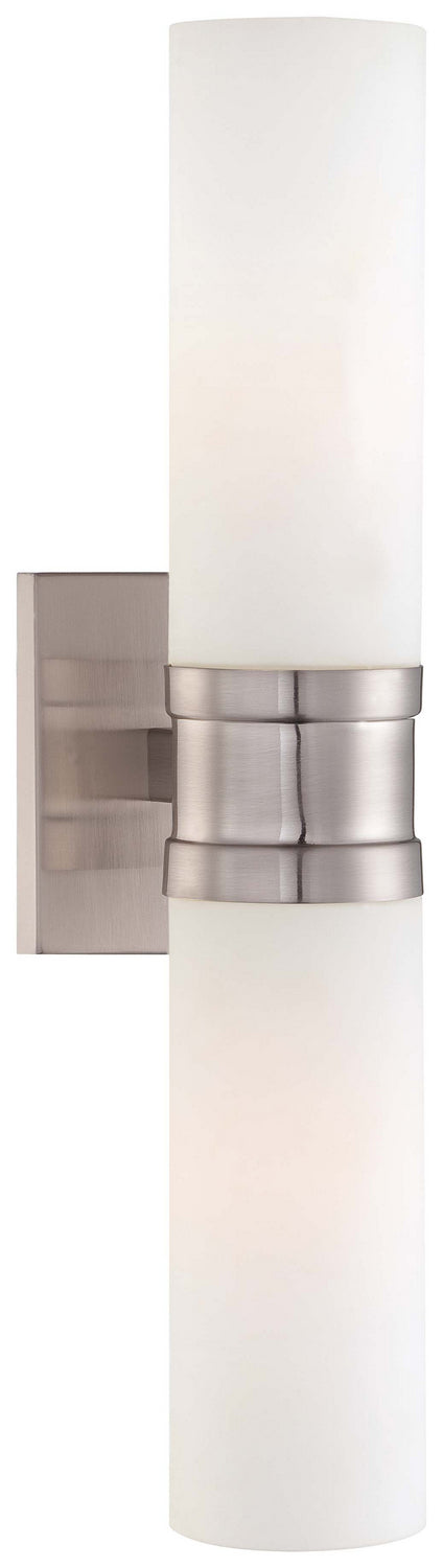 2-Light Wall Sconce in Brushed Nickel & Etched Opal Glass