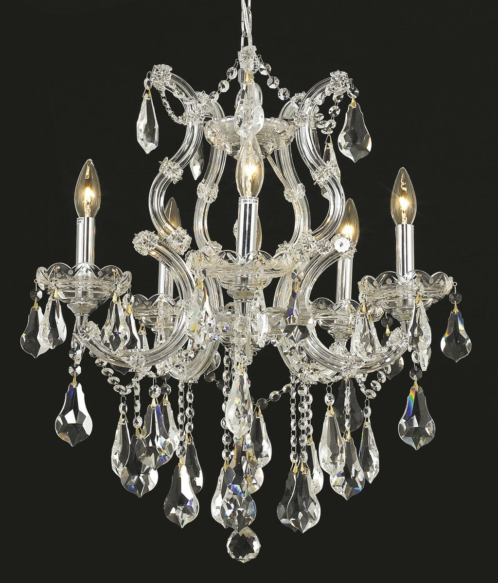Maria Theresa 6-Light Chandelier in Chrome with Clear Royal Cut Crystal