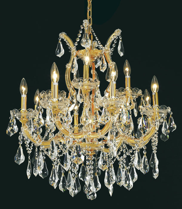 Maria Theresa 13-Light Chandelier in Gold with Clear Royal Cut Crystal