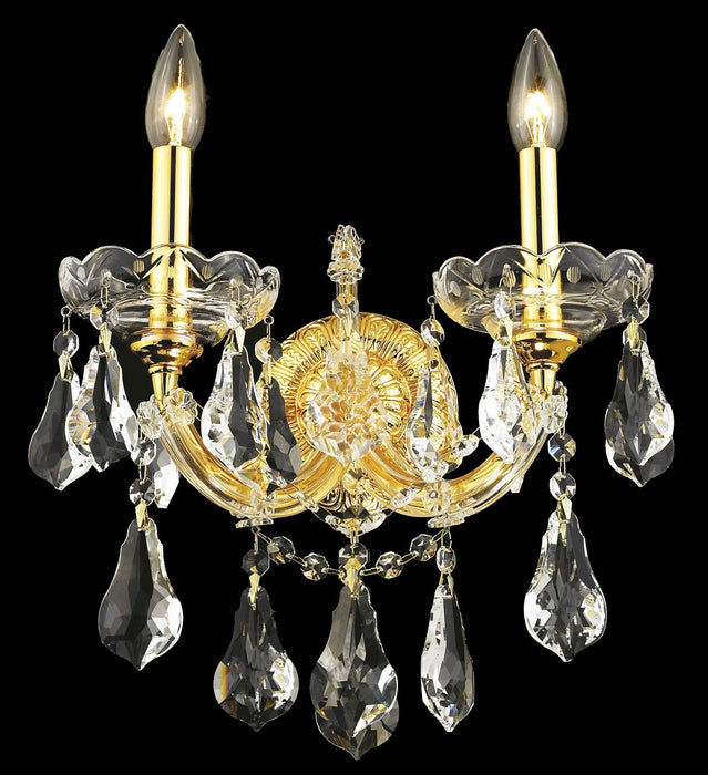 Maria Theresa 2-Light Wall Sconce in Gold with Clear Royal Cut Crystal
