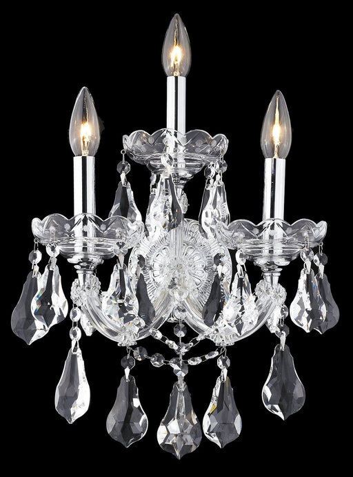 Maria Theresa 3-Light Wall Sconce in Chrome with Clear Royal Cut Crystal