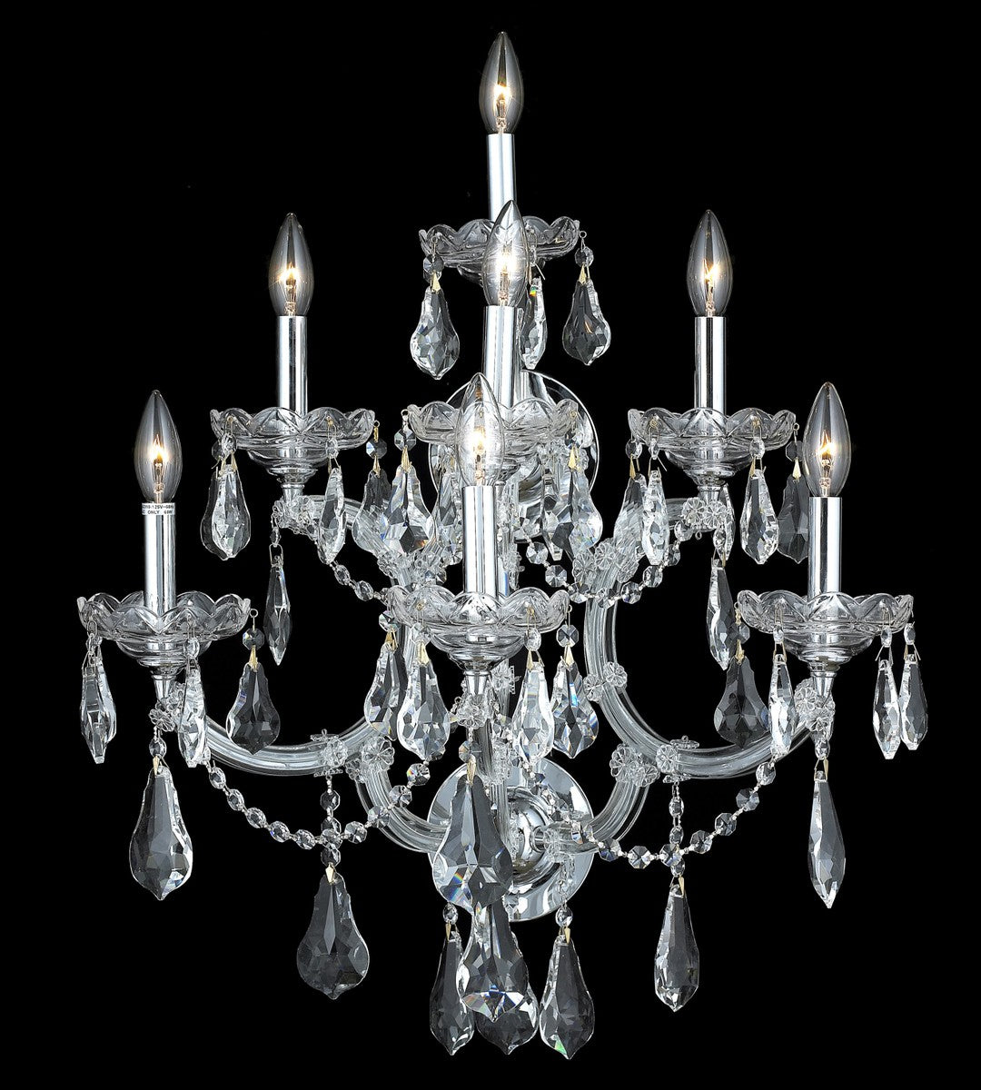 Maria Theresa 7-Light Wall Sconce in Chrome with Clear Royal Cut Crystal