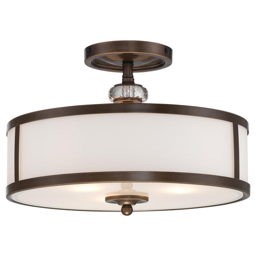 Thorndale 3-Light Semi-Flush Mount in Dark Noble Bronze & Etched White Glass - Lamps Expo