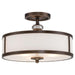 Thorndale 3-Light Semi-Flush Mount in Dark Noble Bronze & Etched White Glass - Lamps Expo