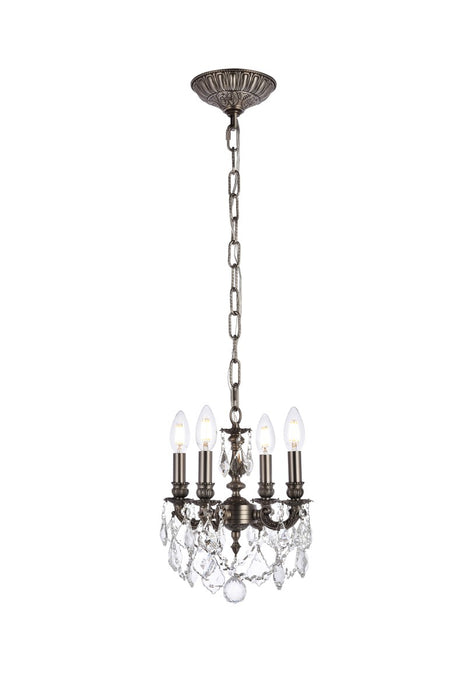 Lillie 4-Light Pendant in Pewter with Clear Royal Cut Crystal