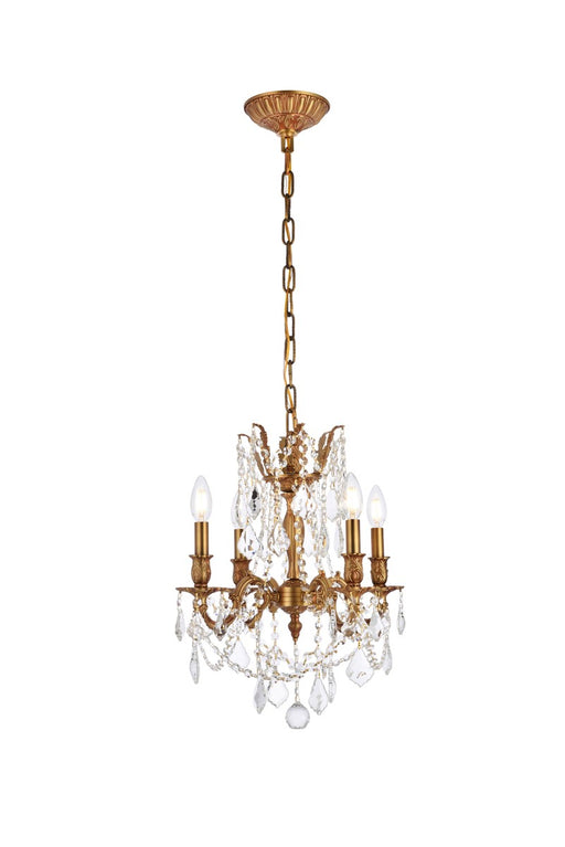 Rosalia 4-Light Pendant in French Gold with Clear Royal Cut Crystal
