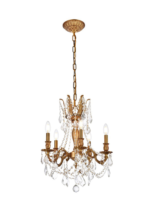 Rosalia 5-Light Pendant in French Gold with Clear Royal Cut Crystal